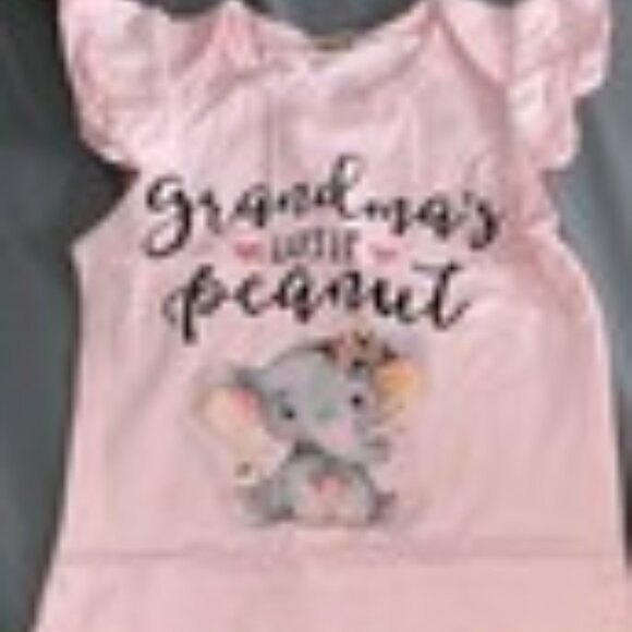 Baby Girls Cute "Grandma's Little Peanut" Elephant Graphic bodysuit Pink - Picture 2 of 5